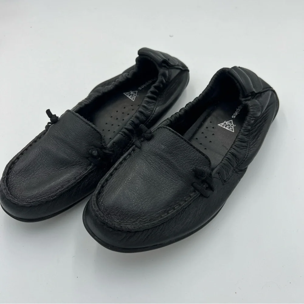 Hush Puppies Black Leather Ceil MT Slip-On Loafers Comfort Flats Womens Size 6